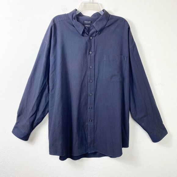Van Heusen Dark Navy Grey Long Sleeve Button Down Dress Shirt Size 2XL - Picture 1 of 4